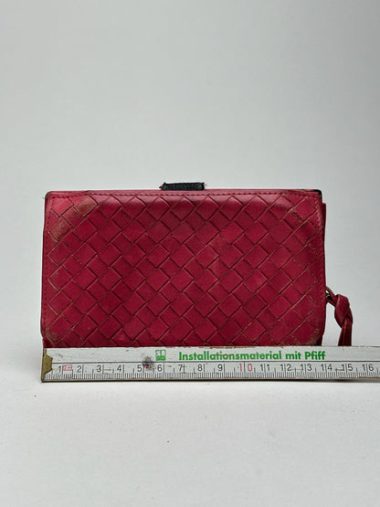 Vintage Bottega Veneta Intreciato wallet red