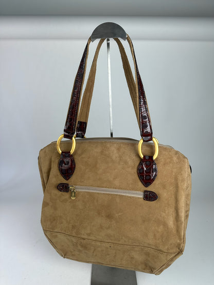 Vintage Balenciaga Suede Patent Leather Bag Purple Brown