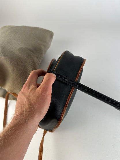 Vintage Dior Canvas Leather Shoulder Bag Black Tan