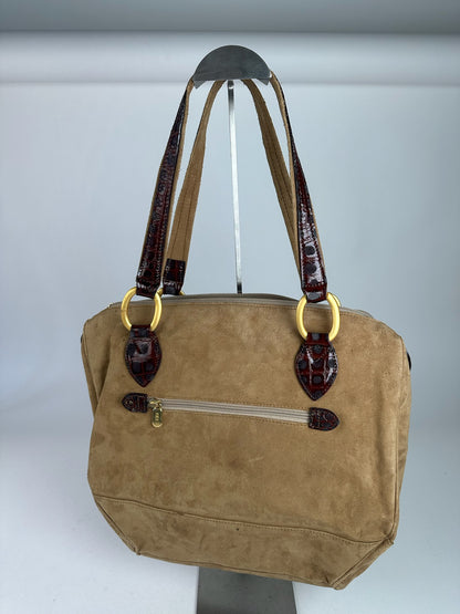 Vintage Balenciaga Suede Patent Leather Bag Purple Brown