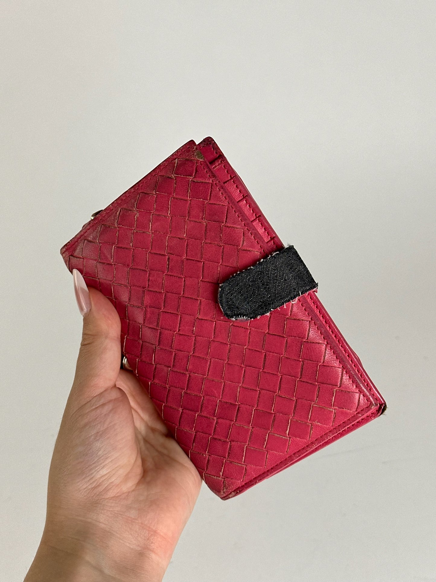 Vintage Bottega Veneta Intreciato wallet red