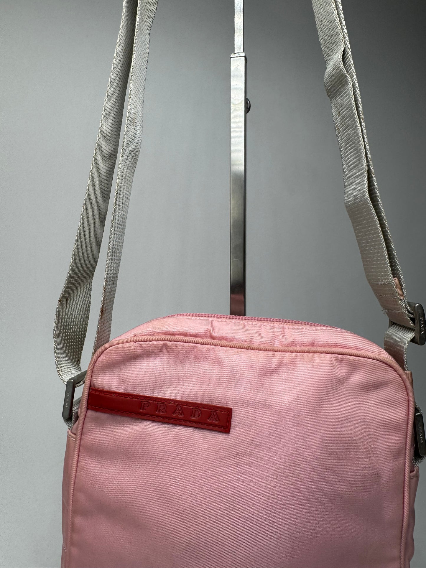 Sac Prada Sport vintage à 2 voies en polyester rose