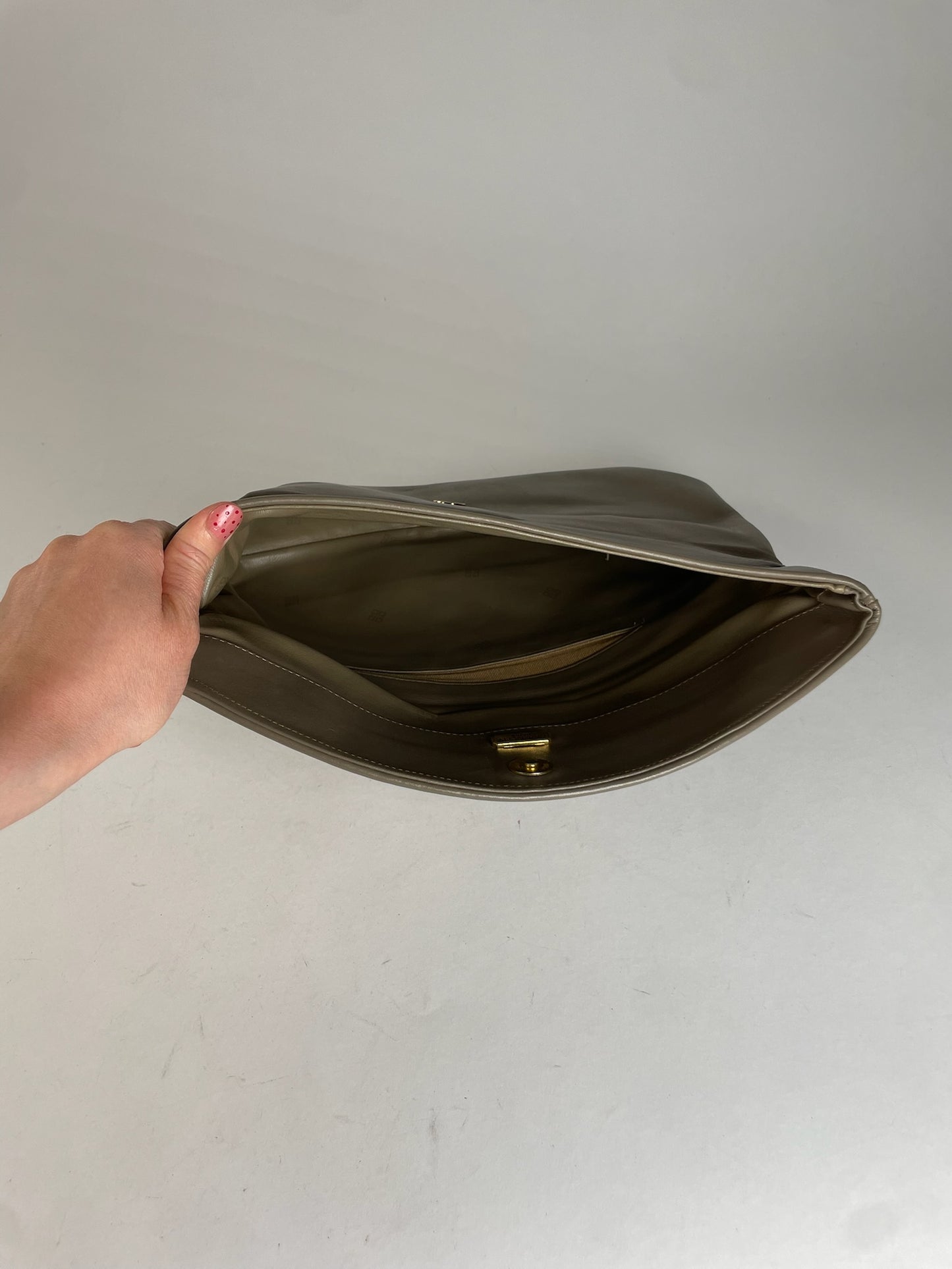 Vintage Givenchy Leather Clutch Grey Brown