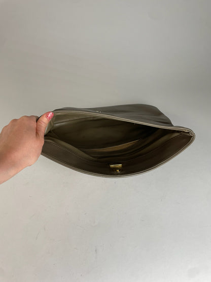 Vintage Givenchy Leather Clutch Grey Brown
