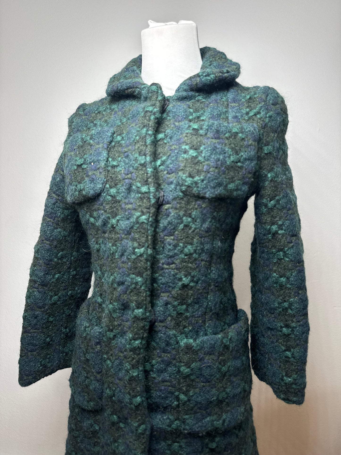 Vintage Marni Wool Trenchcoat Blue Green