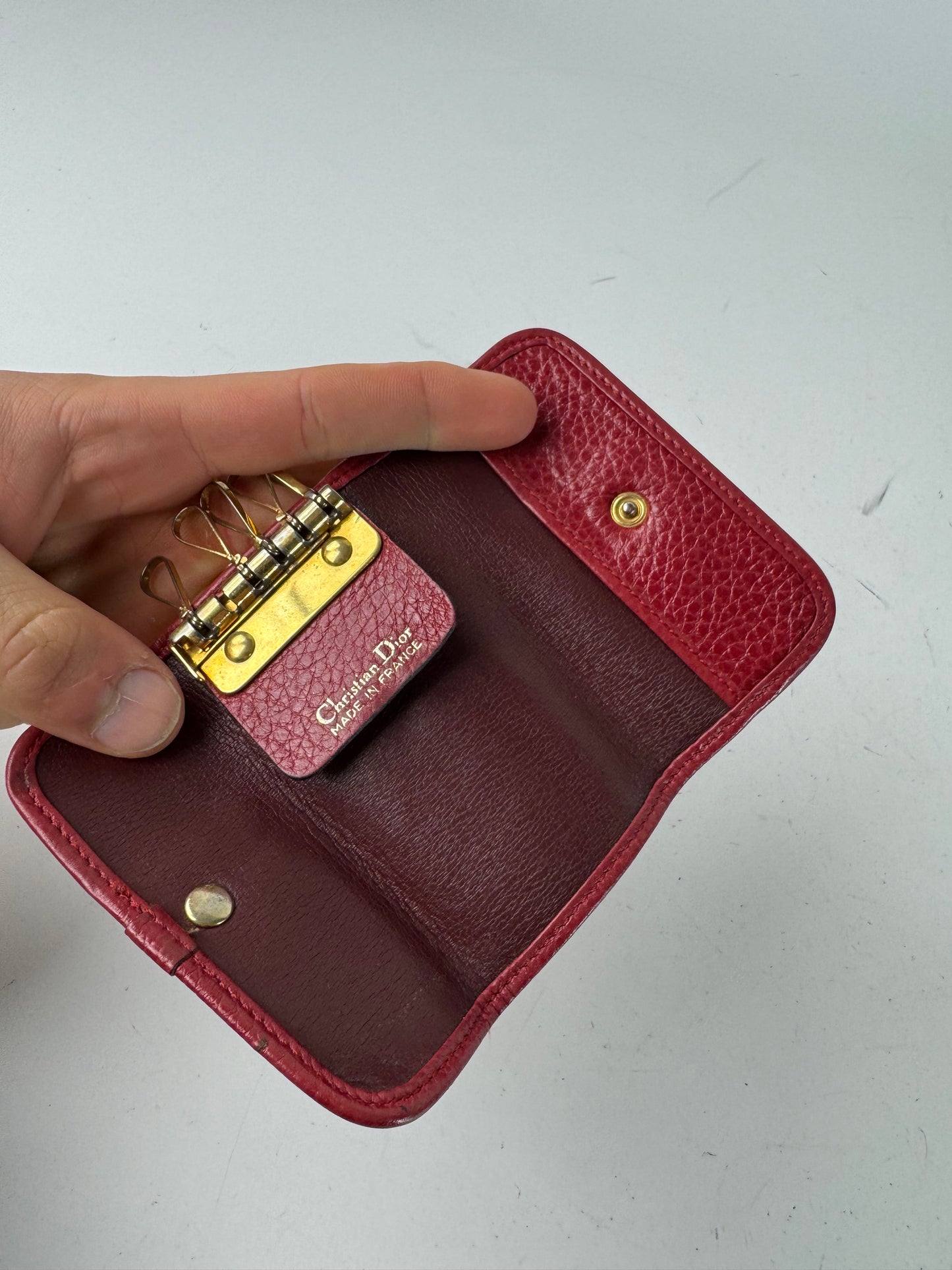 Vintage Dior Leather Key Holder Red