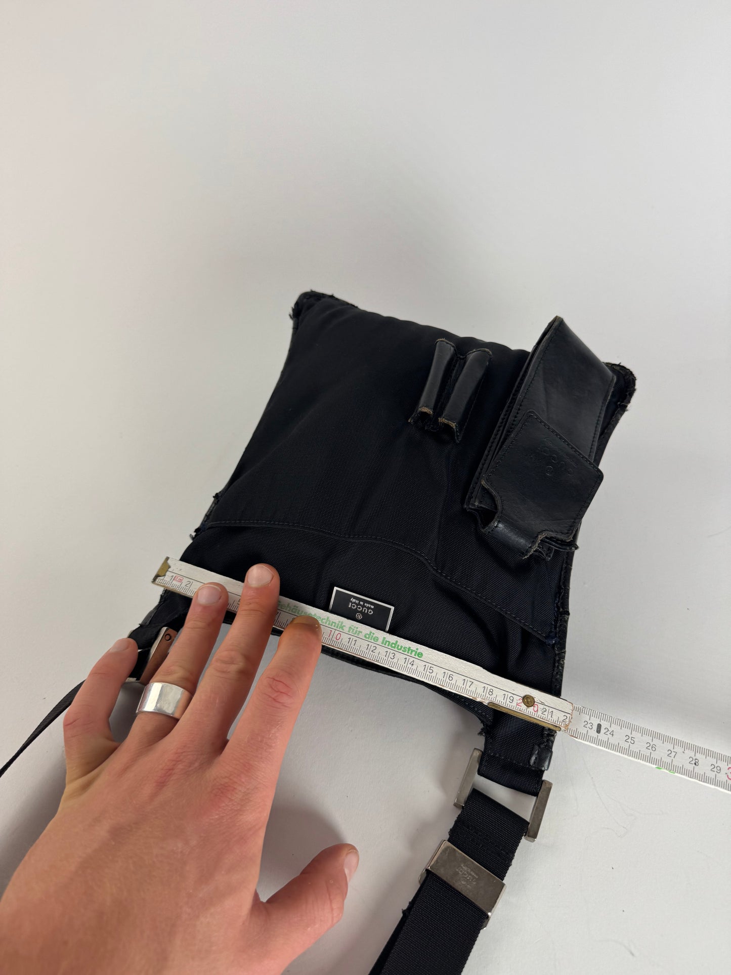 Vintage Gucci Multiway Leather Polyester Bag Black