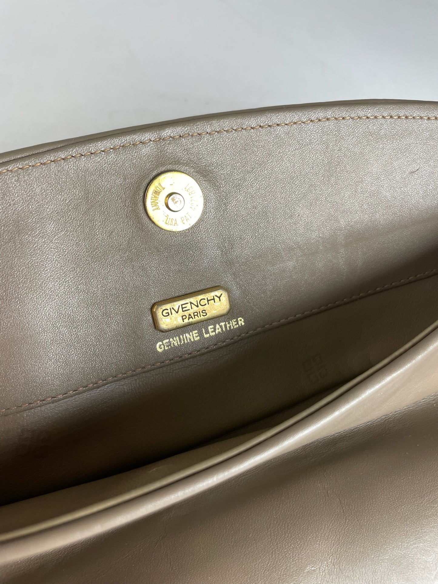 Vintage Givenchy Leather Clutch Grey Brown