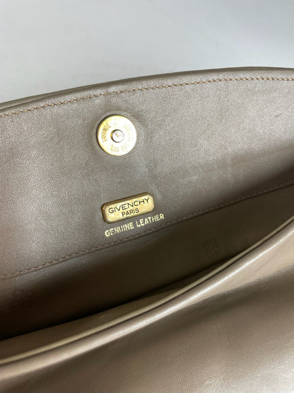Vintage Givenchy Leather Clutch Grey Brown