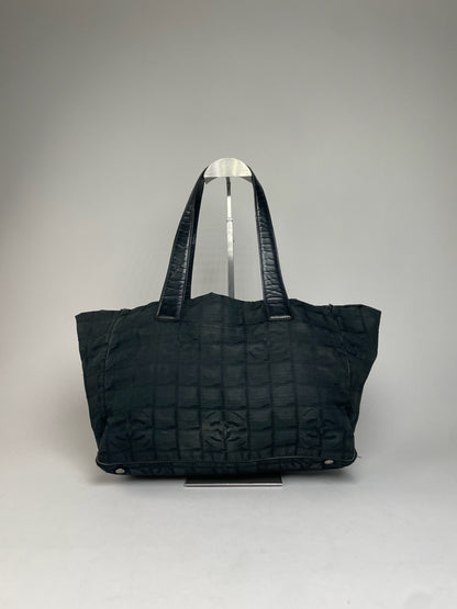 Vintage Chanel New Travel Line Monogram Tote Bag Black