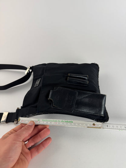 Vintage Gucci Multiway Leather Polyester Bag Black