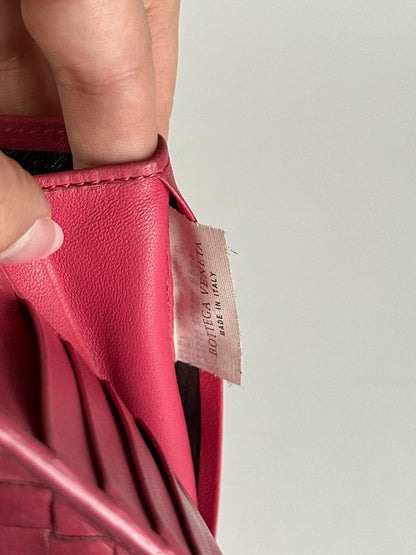 Vintage Bottega Veneta Intreciato wallet red