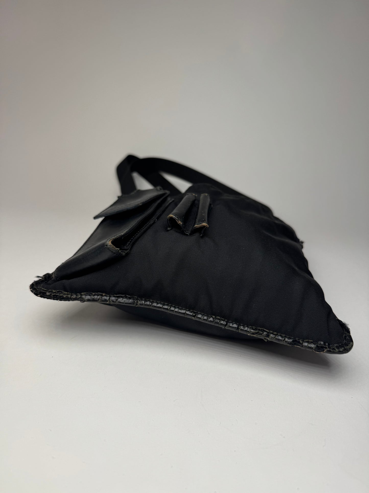 Vintage Gucci Multiway Leather Polyester Bag Black