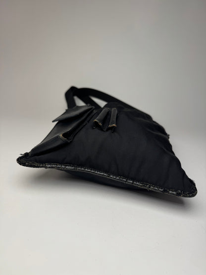 Vintage Gucci Multiway Leather Polyester Bag Black