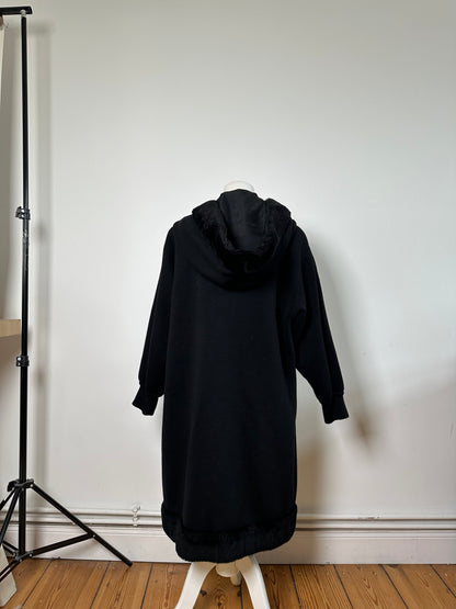 Vintage Yves Saint Laurent Wool Fur Trim Coat Black M