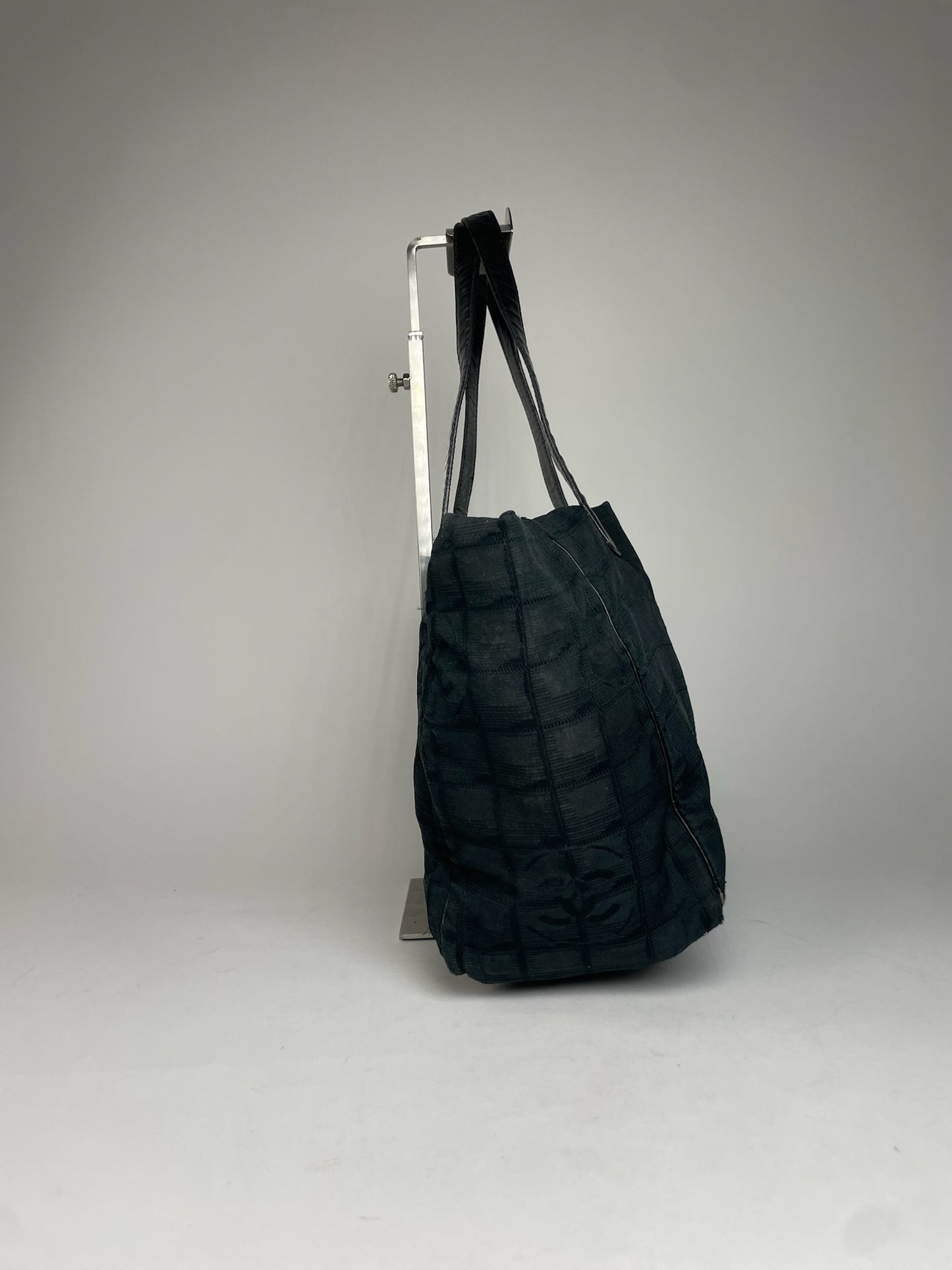 Vintage Chanel New Travel Line Monogram Tote Bag Black