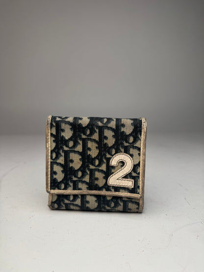 Vintage Dior Oblique Monogram Leather Wallet blue White