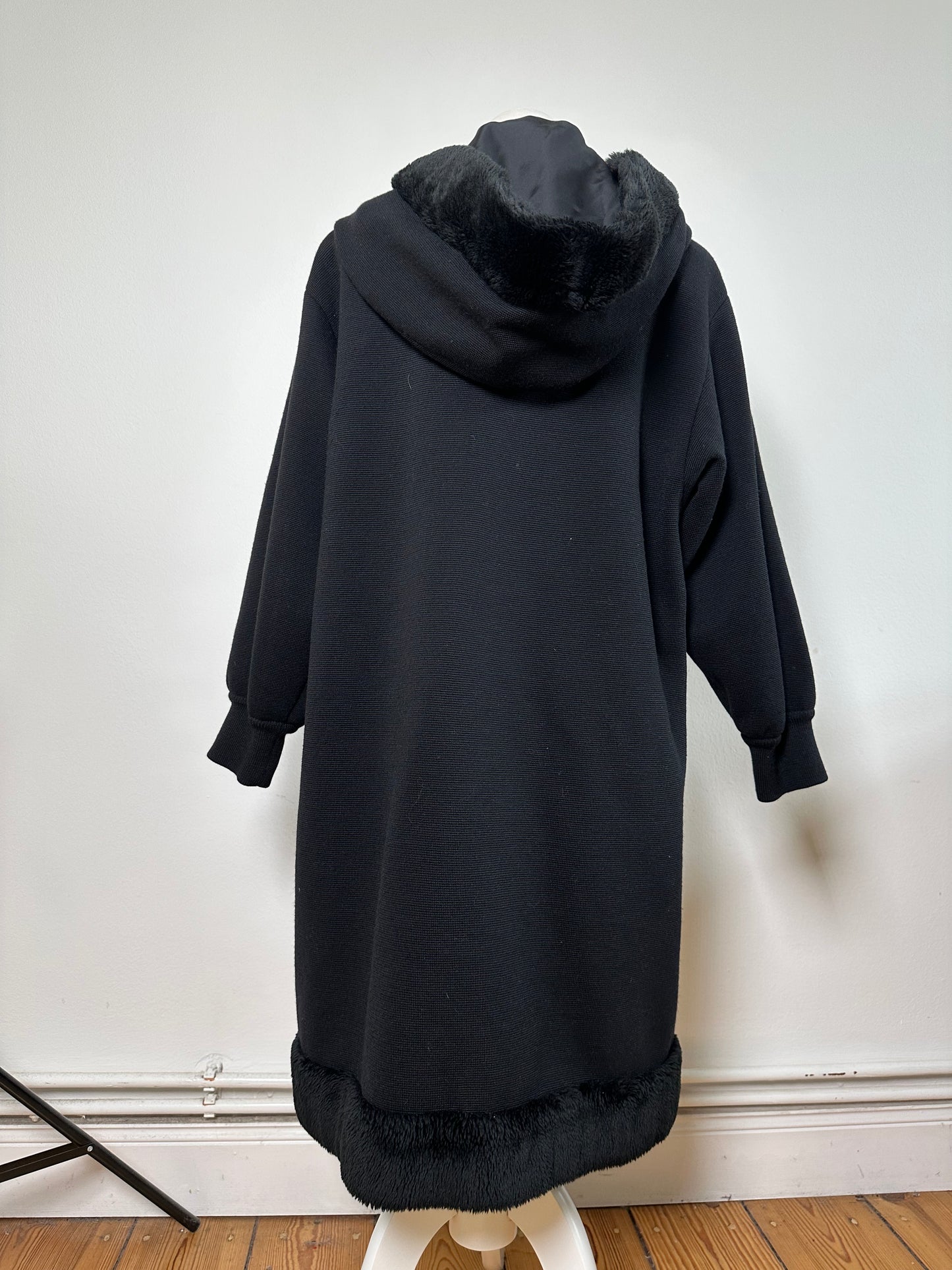 Vintage Yves Saint Laurent Wool Fur Trim Coat Black M