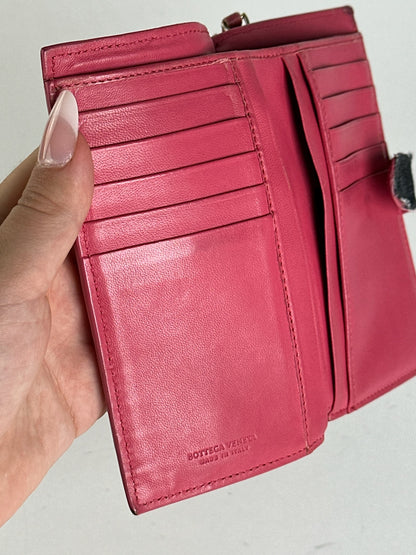 Vintage Bottega Veneta Intreciato wallet red