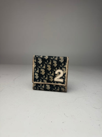 Vintage Dior Oblique Monogram Leather Wallet blue White