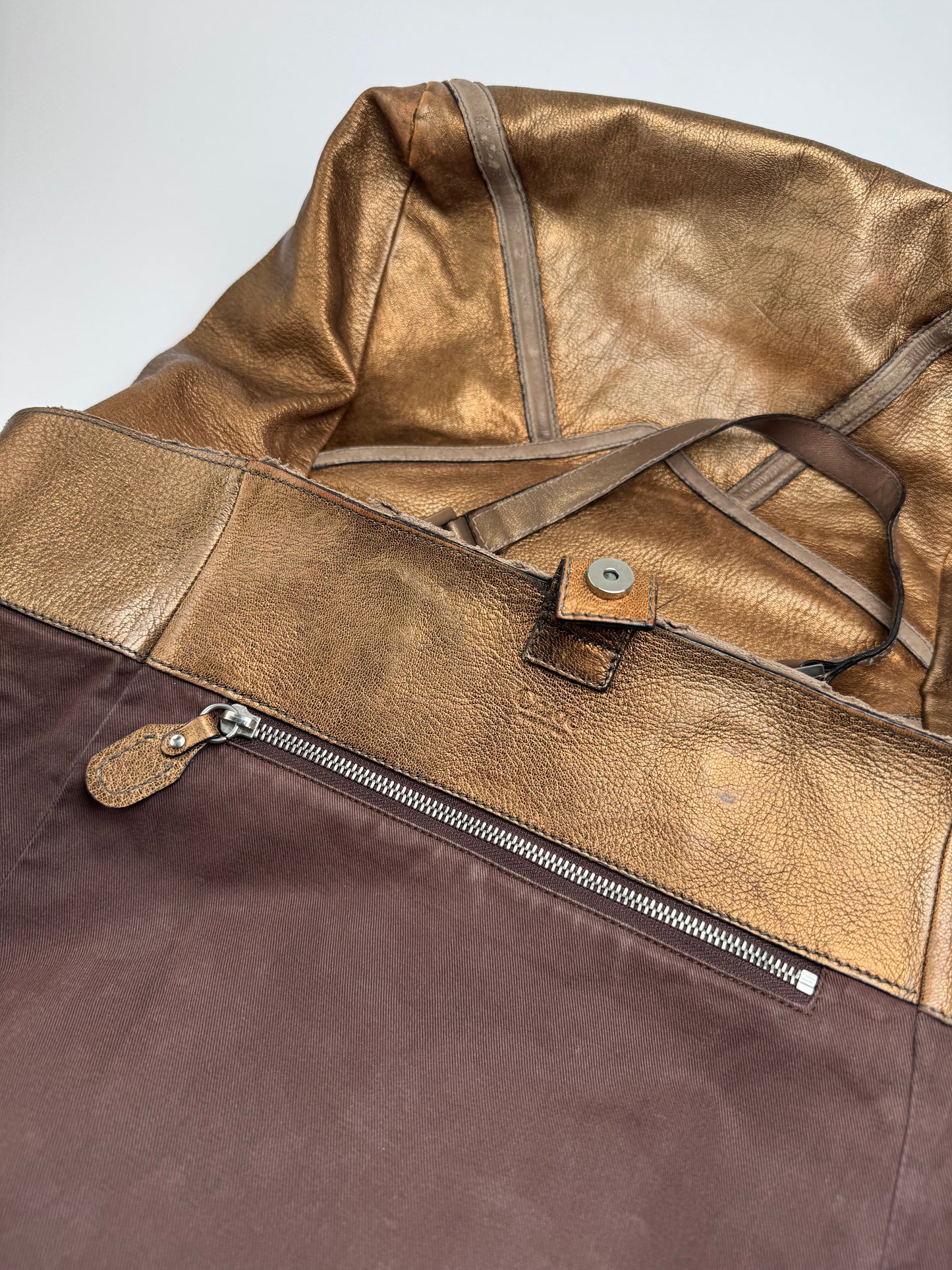 Vintage Chloe Gold Brown leather shopper metallic