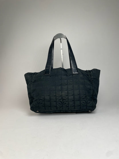 Vintage Chanel New Travel Line Monogram Tote Bag Black