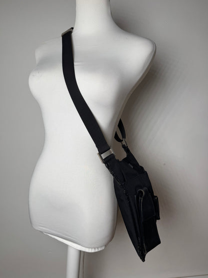 Vintage Gucci Multiway Leather Polyester Bag Black