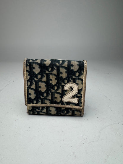 Vintage Dior Oblique Monogram Leather Wallet blue White