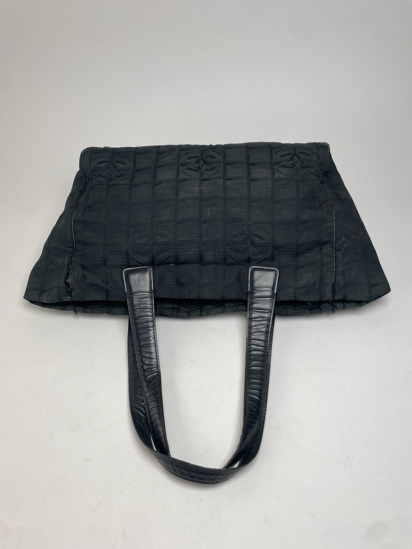 Vintage Chanel New Travel Line Monogram Tote Bag Black