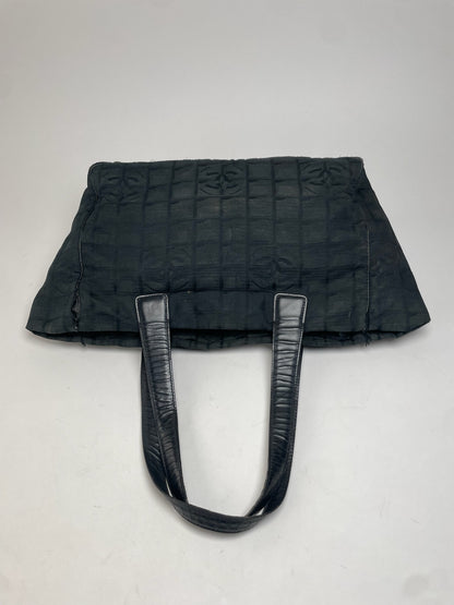 Vintage Chanel New Travel Line Monogram Tote Bag Black