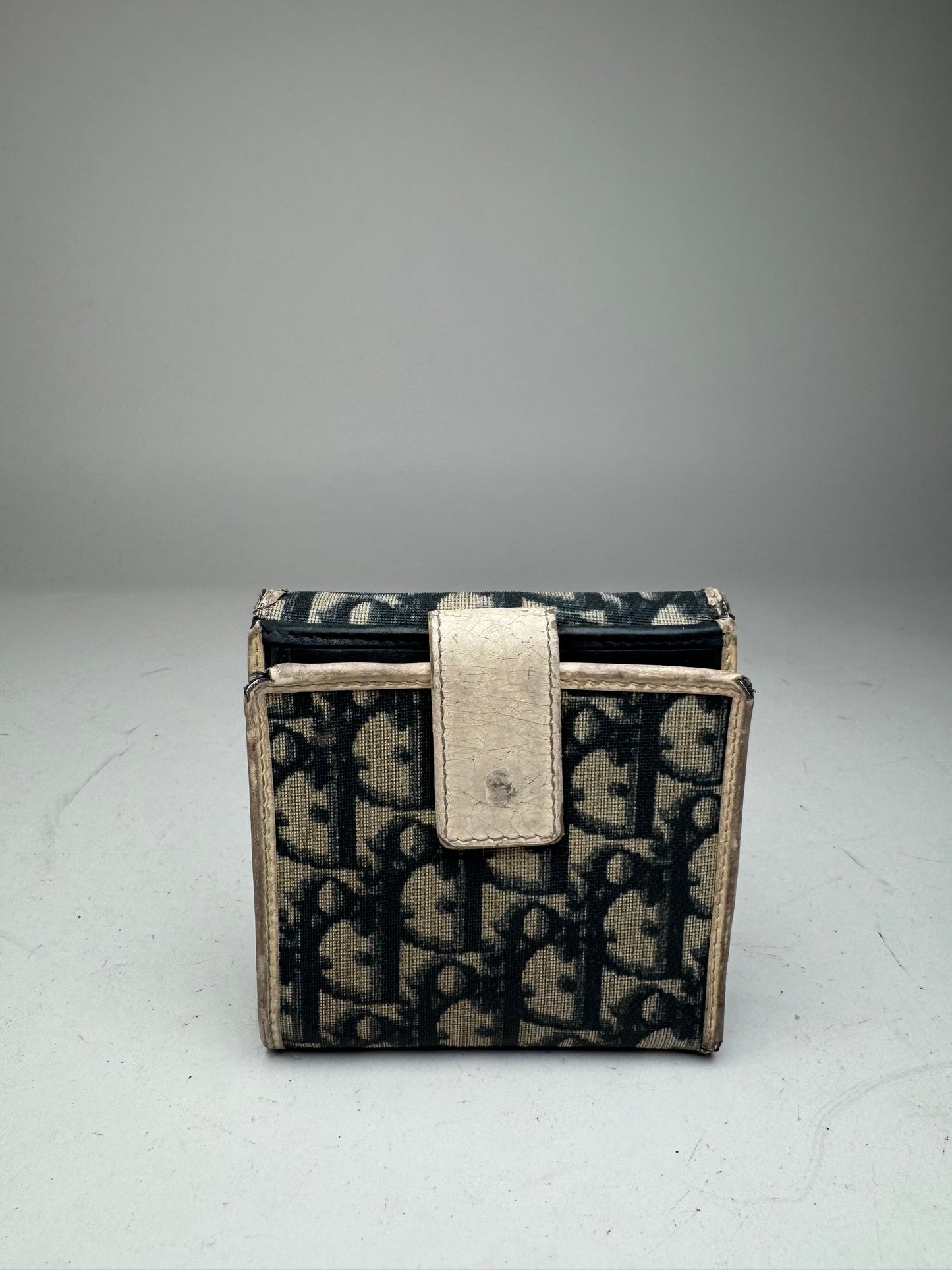Vintage Dior Oblique Monogram Leather Wallet blue White