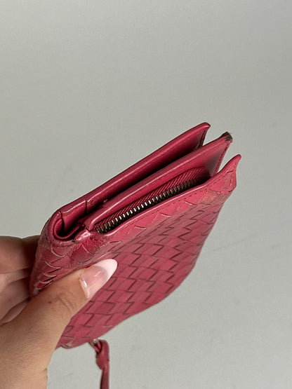 Vintage Bottega Veneta Intreciato wallet red
