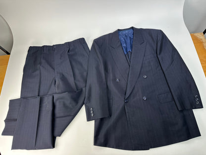 Vintage Balenciaga Pinstripe Wool Suit Navy Early 2000s