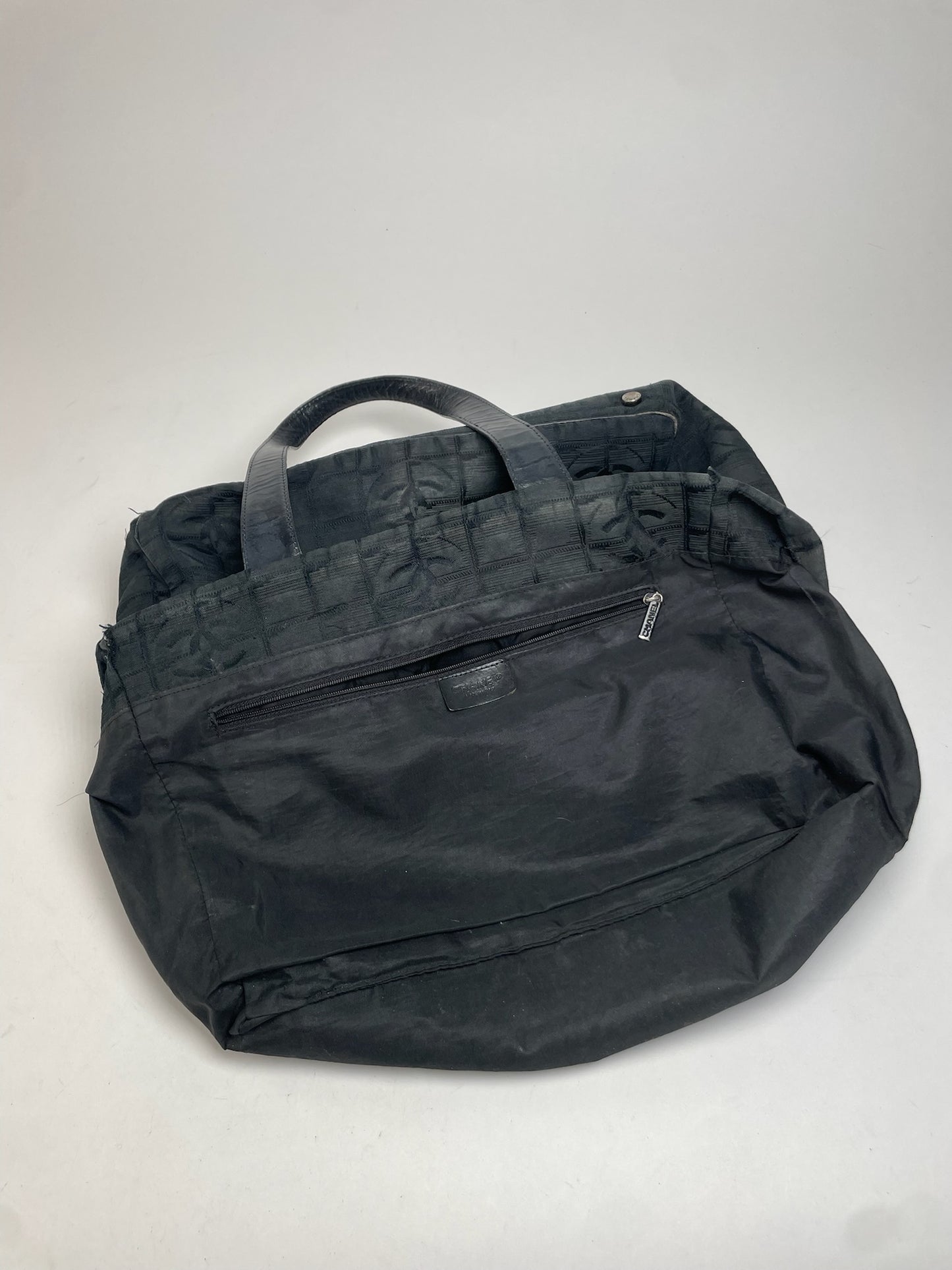 Vintage Chanel New Travel Line Monogram Tote Bag Black