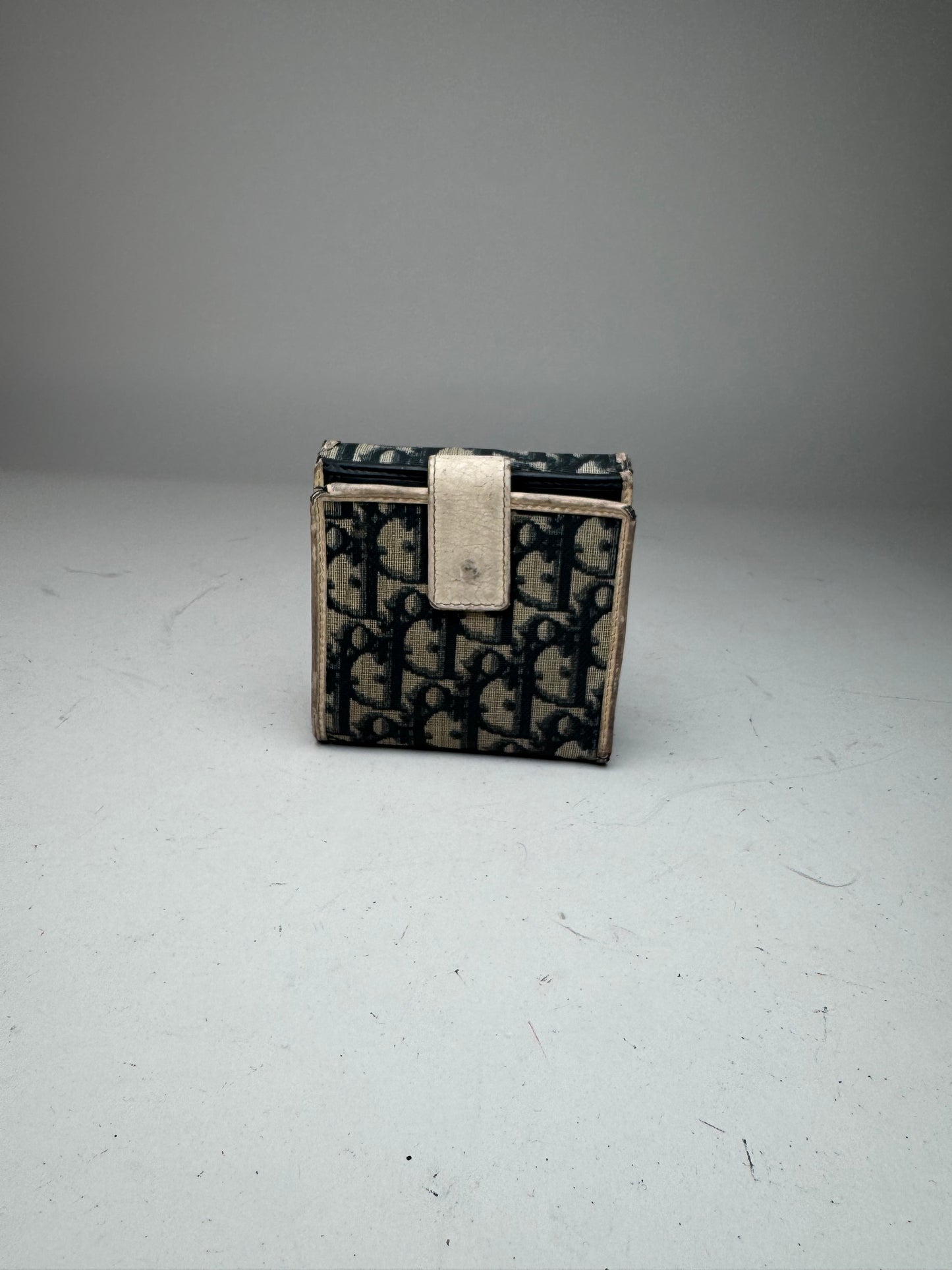Vintage Dior Oblique Monogram Leather Wallet blue White