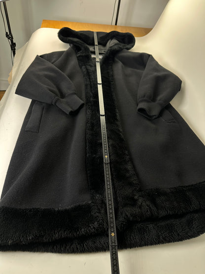 Vintage Yves Saint Laurent Wool Fur Trim Coat Black M