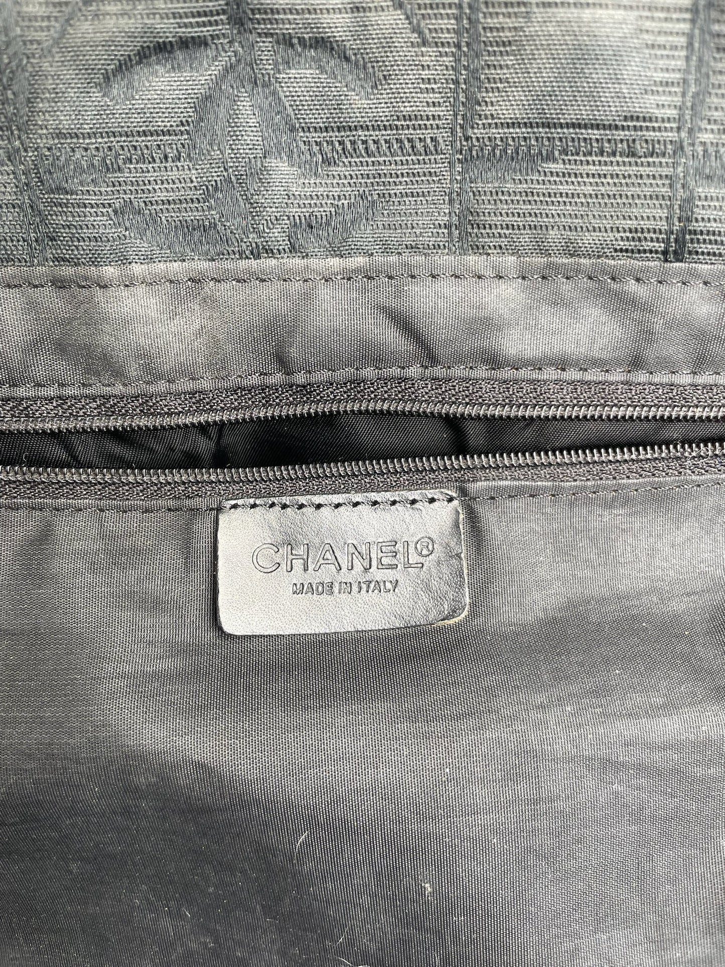 Vintage Chanel New Travel Line Monogram Tote Bag Black