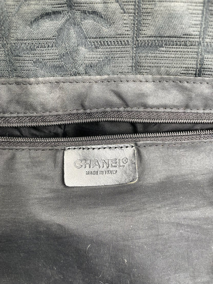 Vintage Chanel New Travel Line Monogram Tote Bag Black