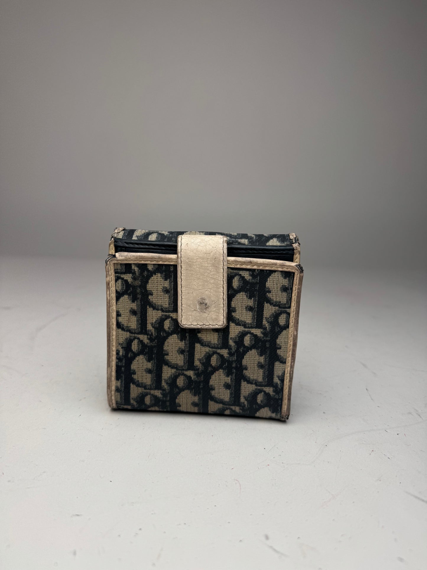 Vintage Dior Oblique Monogram Leather Wallet blue White