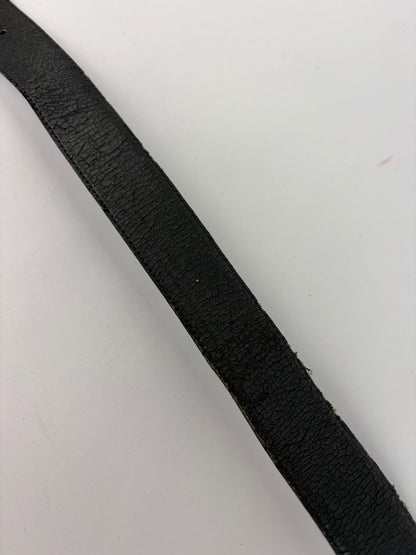 Vintage Celine Leather Belt Black Gold Buckle