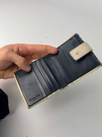 Vintage Dior Oblique Monogram Leather Wallet blue White