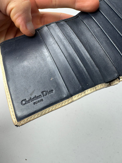 Vintage Dior Oblique Monogram Leather Wallet blue White