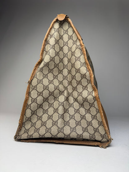 Vintage Gucci Monogram Leather Weekender Grey Brown