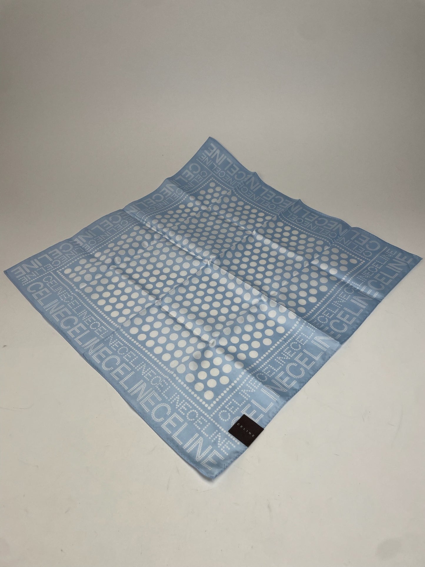 Vintage Celine Monogram Scarf Babyblue White