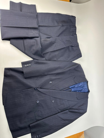 Vintage Balenciaga Pinstripe Wool Suit Navy Early 2000s