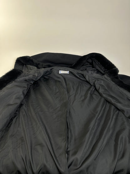 Vintage Yves Saint Laurent Wool Fur Trim Coat Black M