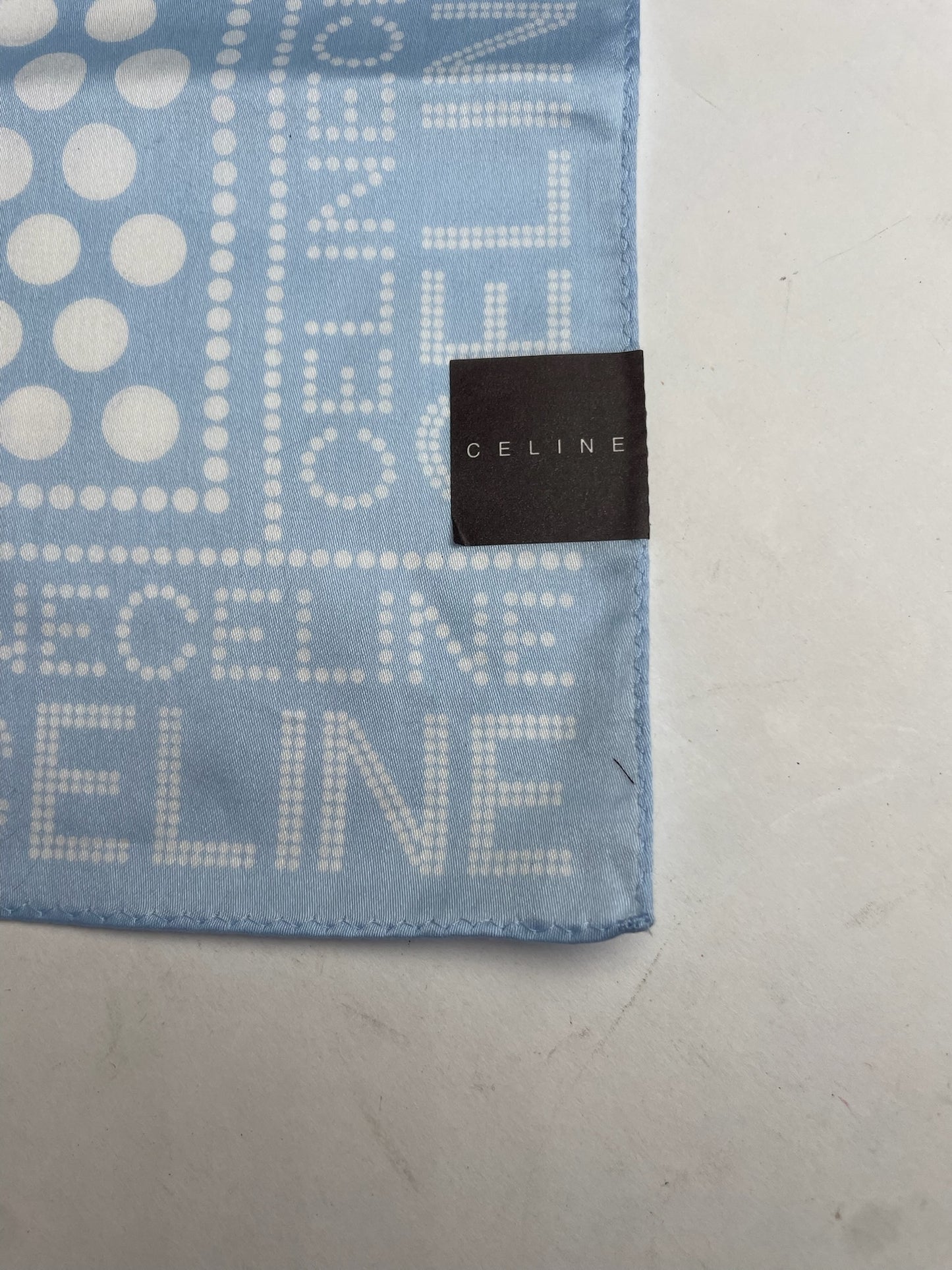 Vintage Celine Monogram Scarf Babyblue White