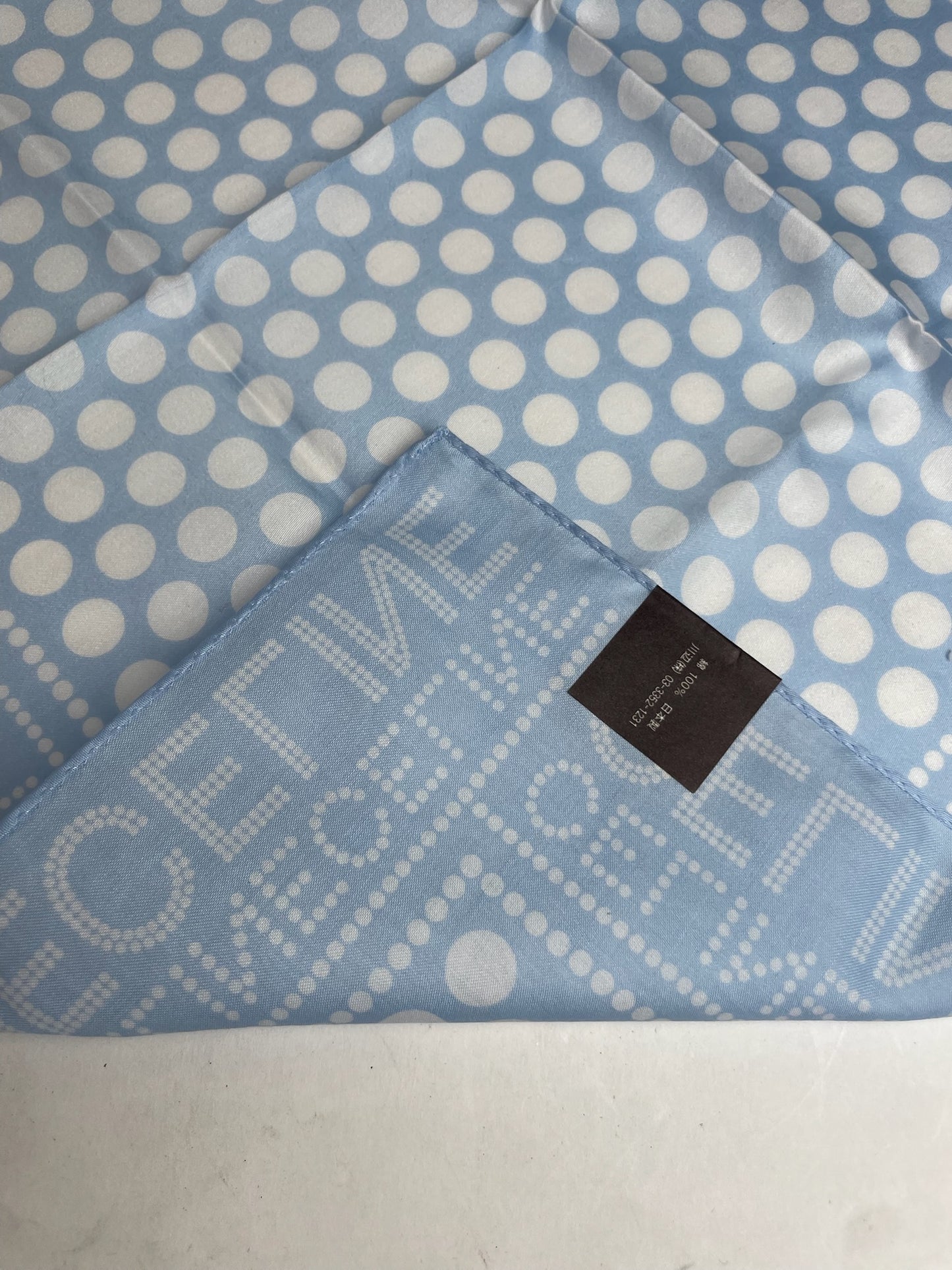 Vintage Celine Monogram Scarf Babyblue White