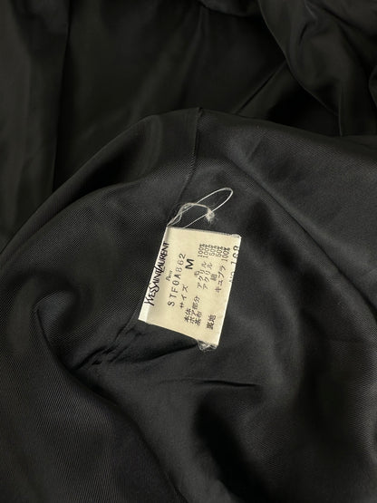 Vintage Yves Saint Laurent Wool Fur Trim Coat Black M
