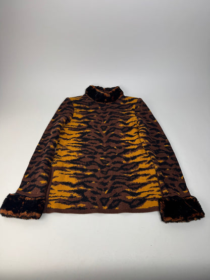 Vintage Yves Saint Laurent Leopard Sweather Brown Yellow M